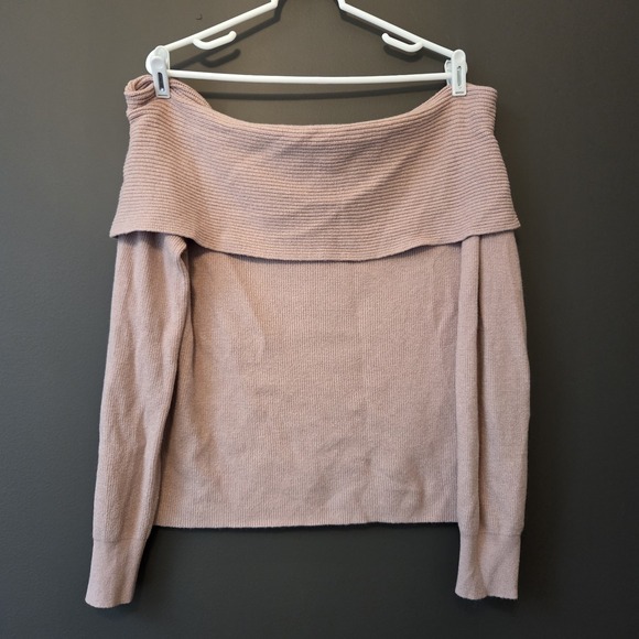 Leith Sweaters - Nordstrom Leith Women's Sweater Off The Shoulder Long Sleeve Size 1X Light‎ Pink